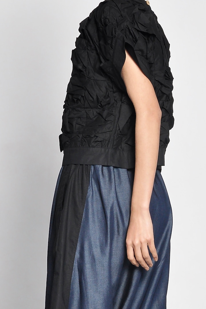 Cobalt Blue Color Blocked Pants by Ritesh Kumar at Pernia's Pop Up Shop