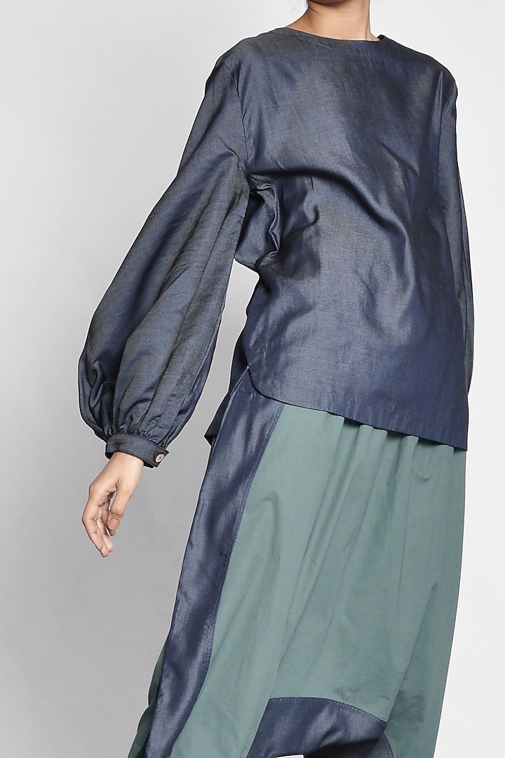 Emerald Green Color Blocked Pants by Ritesh Kumar at Pernia's Pop Up Shop