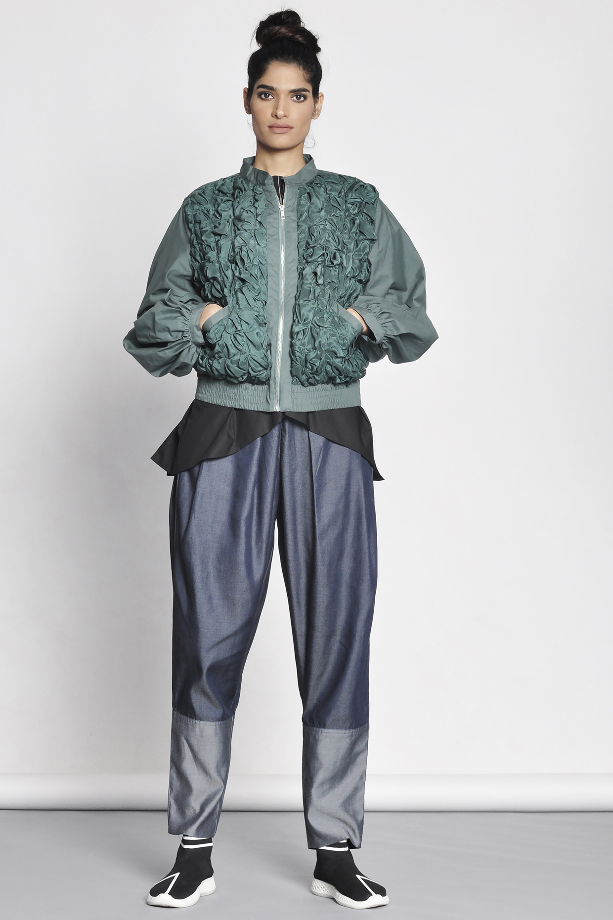 Emerald Green Bomber Jacket by Ritesh Kumar at Pernia's Pop Up Shop