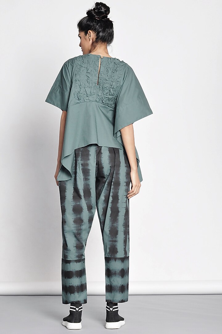 Black & Green Color Blocked Pants by Ritesh Kumar at Pernia's Pop Up Shop