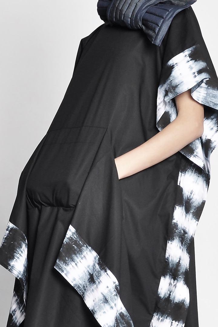 Black & White Draped Kaftan Top by Ritesh Kumar at Pernia's Pop Up Shop