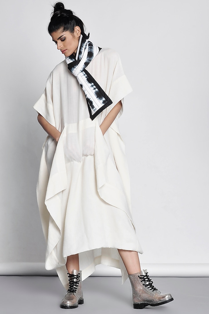 White Draped Kaftan Top by Ritesh Kumar at Pernia's Pop Up Shop