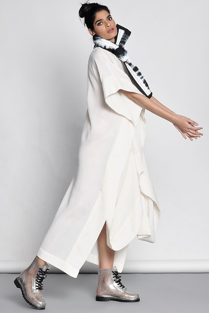 White Draped Kaftan Top by Ritesh Kumar at Pernia's Pop Up Shop
