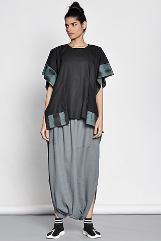 Grey Harem Pants With Patch Pockets by Ritesh Kumar