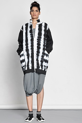 Black Tie & Dye Bomber Jacket by Ritesh Kumar