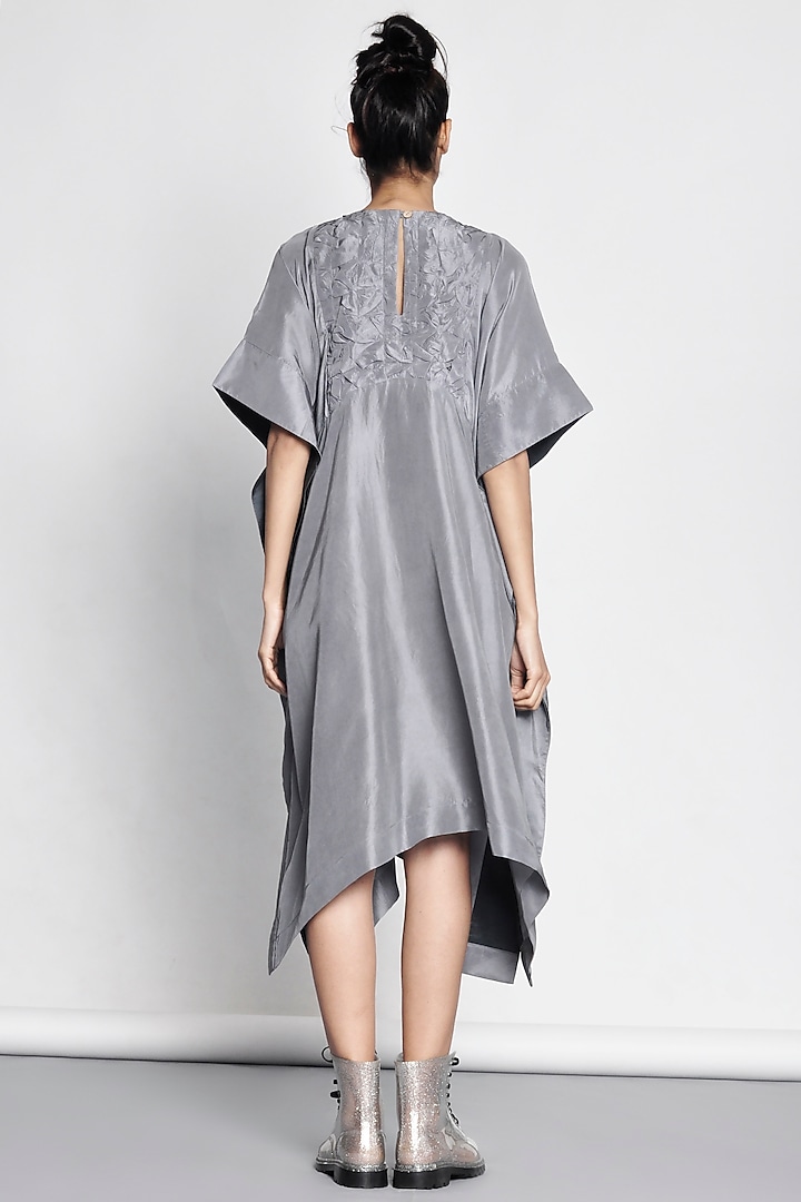 Silver Kaftan Dress With Origami by Ritesh Kumar at Pernia's Pop Up Shop
