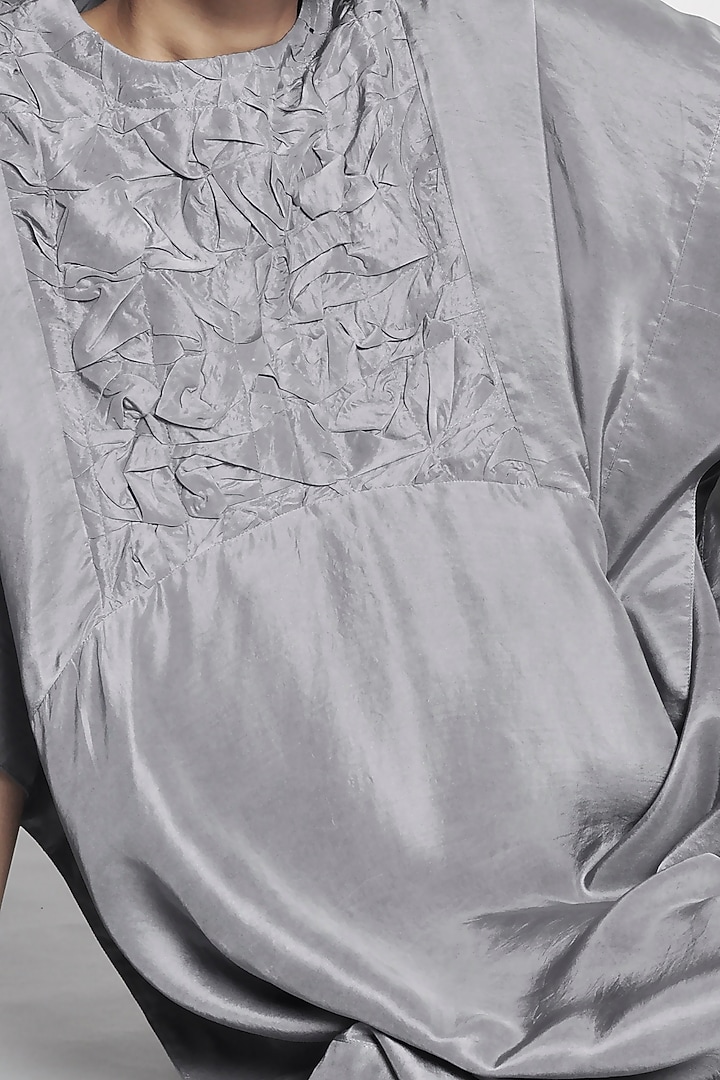Silver Kaftan Dress With Origami by Ritesh Kumar at Pernia's Pop Up Shop
