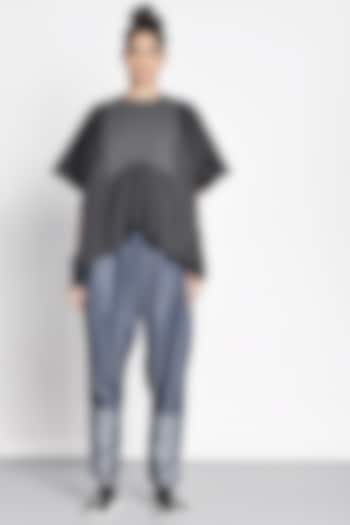 Black Poncho Top With Thread Detailing by Ritesh Kumar at Pernia's Pop Up Shop