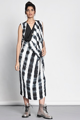 Black Tie & Dye Draped Dress by Ritesh Kumar