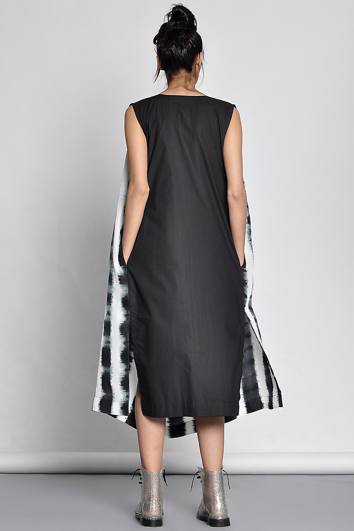 Black Tie & Dye Draped Vacation Dress by Ritesh Kumar at Pernia's Pop Up Shop