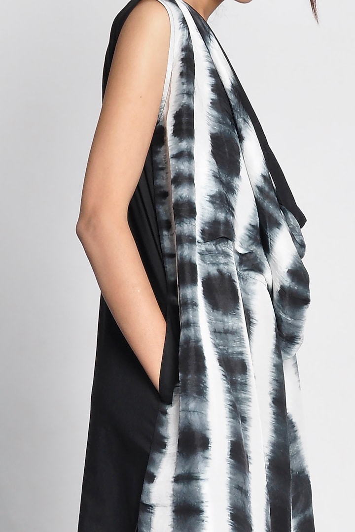 Black Tie & Dye Draped Vacation Dress by Ritesh Kumar at Pernia's Pop Up Shop