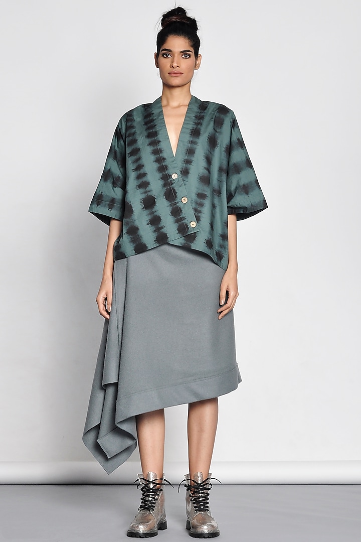 Emerald Green Tie-Dye Kimono Jacket by Ritesh Kumar at Pernia's Pop Up Shop