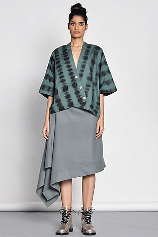 Emerald Green Tie-Dye Kimono Jacket by Ritesh Kumar