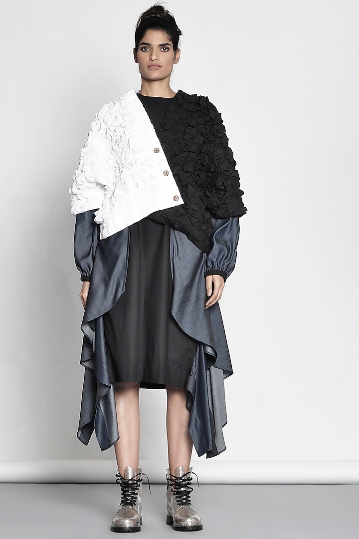 Black Kimono Jacket With Origami by Ritesh Kumar
