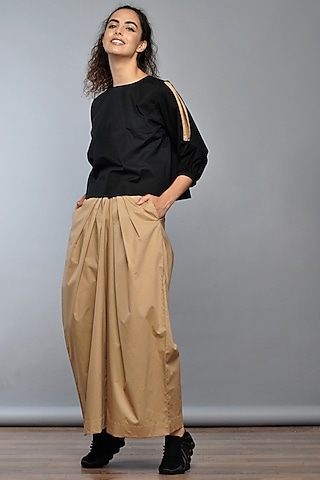 Black Cotton Poplin Top by Ritesh Kumar