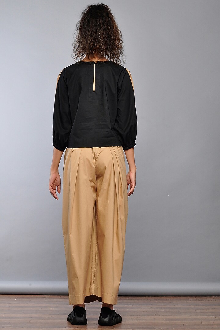 Black Cotton Poplin Top by Ritesh Kumar at Pernia's Pop Up Shop