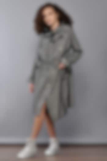 Grey Cotton Poplin Wrap Jacket Dress by Ritesh Kumar