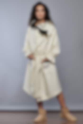 White Wool Wrap Jacket Dress by Ritesh Kumar