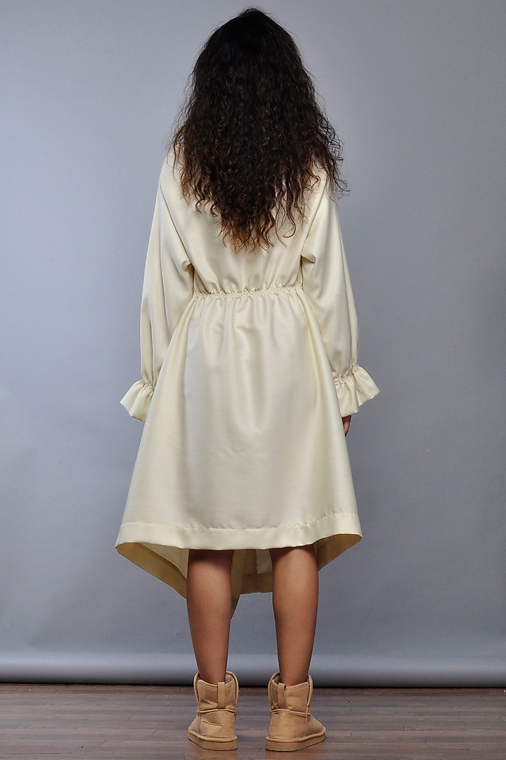White Wool Wrap Jacket Vacation Dress by Ritesh Kumar at Pernia's Pop Up Shop