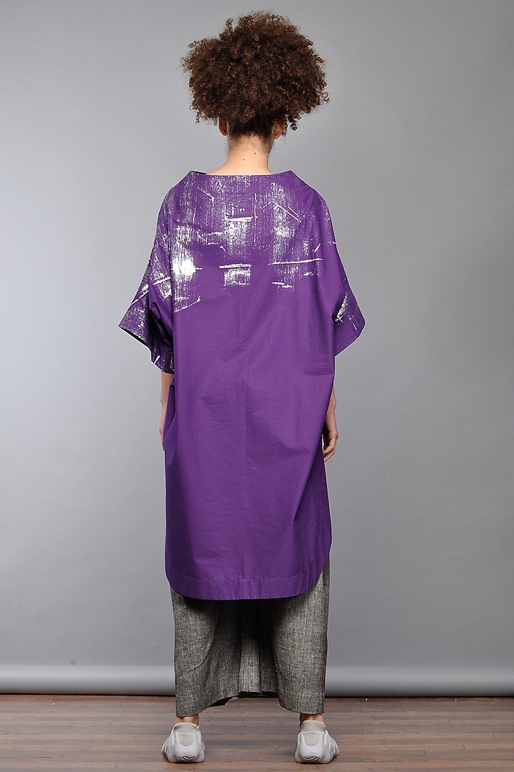 Violet Cotton Poplin Tunic by Ritesh Kumar at Pernia's Pop Up Shop
