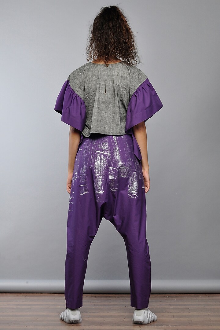 Violet Cotton Poplin Pants by Ritesh Kumar at Pernia's Pop Up Shop