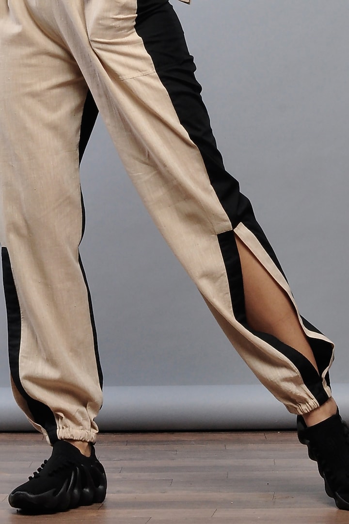 Nude Handwoven Cotton Pants by Ritesh Kumar at Pernia's Pop Up Shop