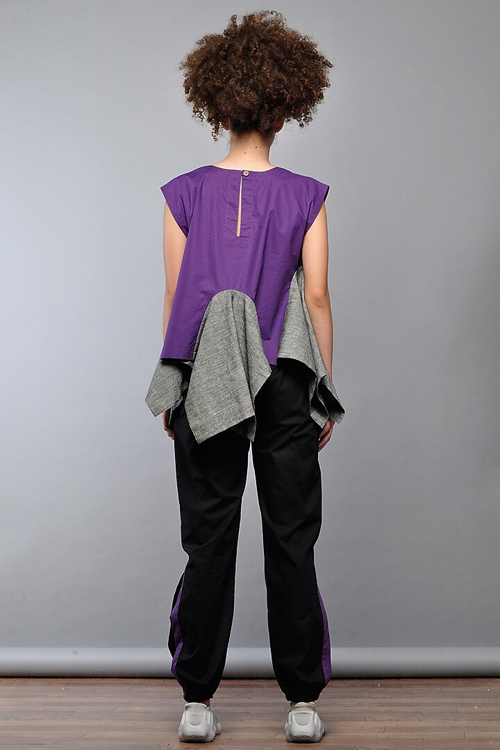 Violet Cotton Poplin Pants by Ritesh Kumar at Pernia's Pop Up Shop