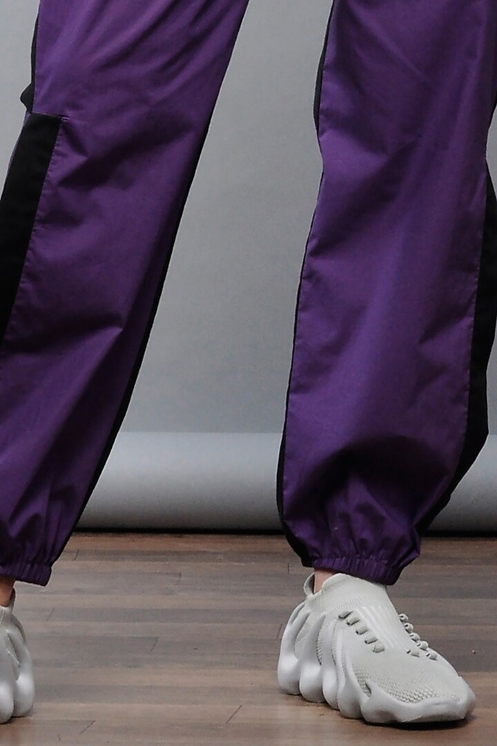 Violet Cotton Poplin Pants by Ritesh Kumar at Pernia's Pop Up Shop