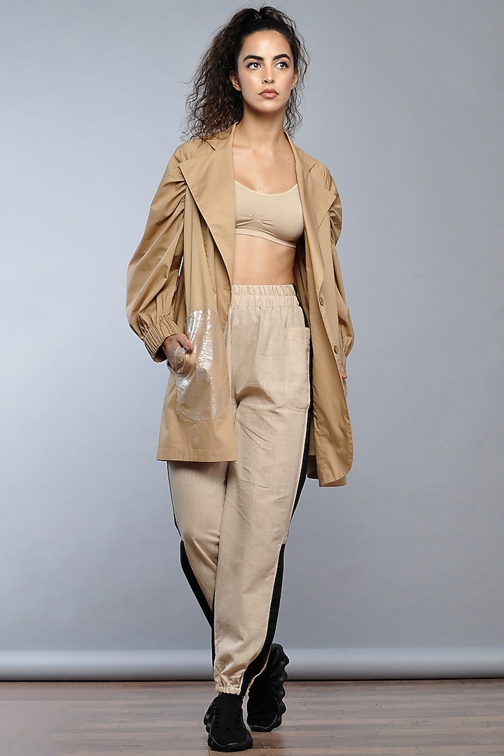 Caramel Cotton Poplin Blazer by Ritesh Kumar at Pernia's Pop Up Shop