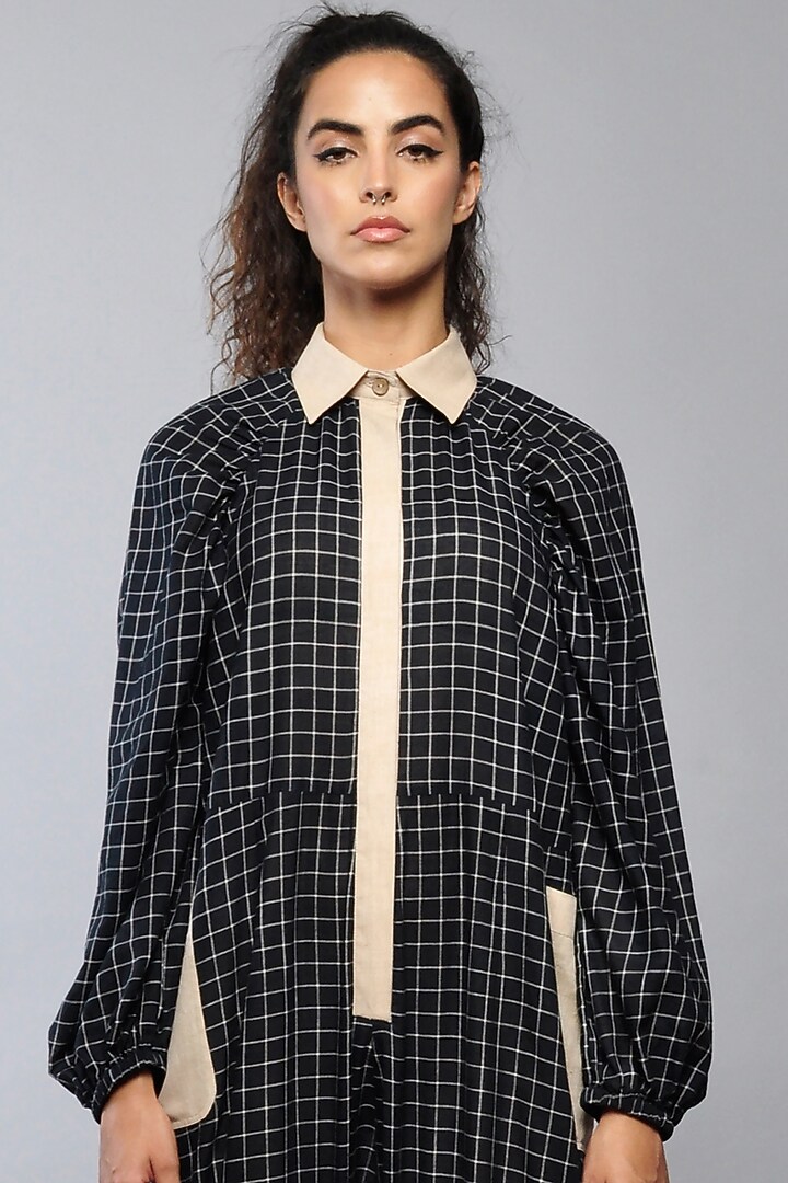 Black Handwoven Cotton Jumpsuit by Ritesh Kumar at Pernia's Pop Up Shop
