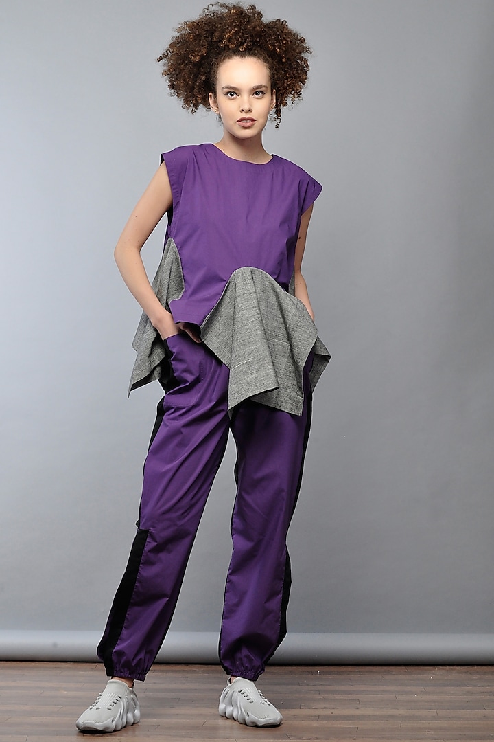 Violet Cotton Peplum Top by Ritesh Kumar at Pernia's Pop Up Shop