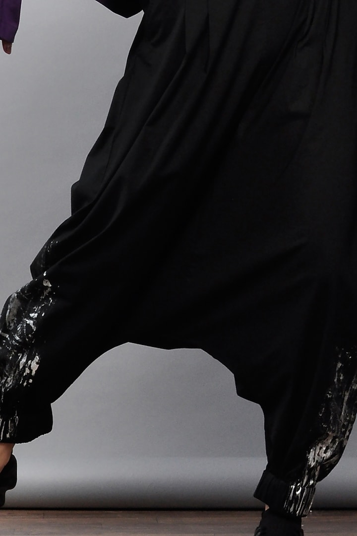 Black Cotton Harem Pants by Ritesh Kumar at Pernia's Pop Up Shop