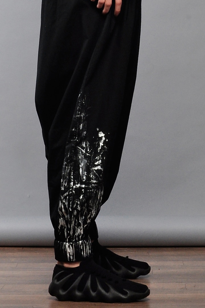 Black Cotton Harem Pants by Ritesh Kumar at Pernia's Pop Up Shop
