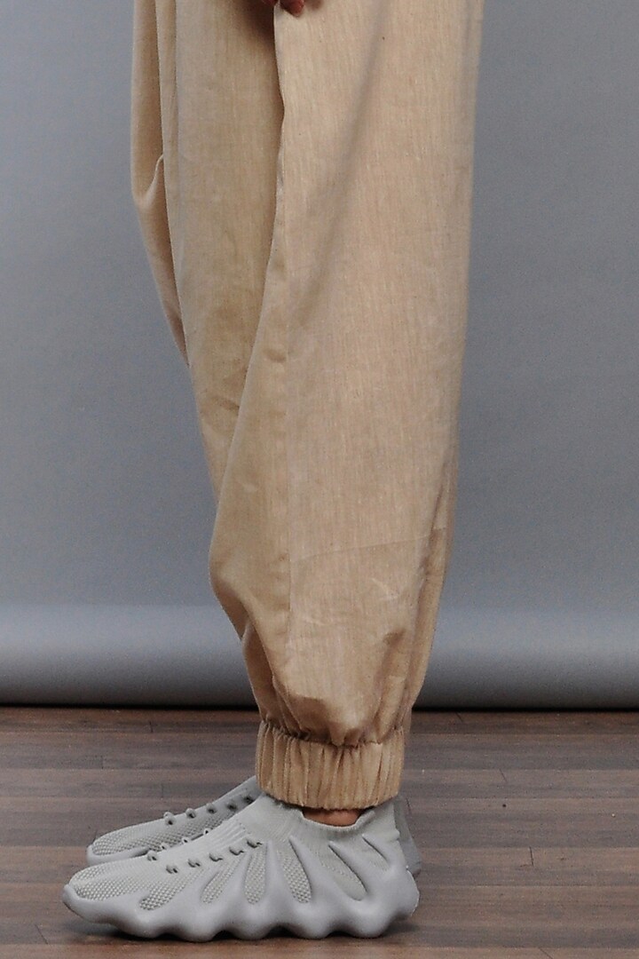Nude Cotton Harem Pants by Ritesh Kumar at Pernia's Pop Up Shop