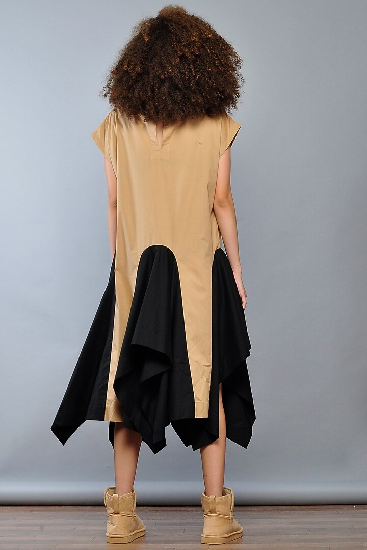 Caramel Cotton Peplum Vacation Dress by Ritesh Kumar at Pernia's Pop Up Shop