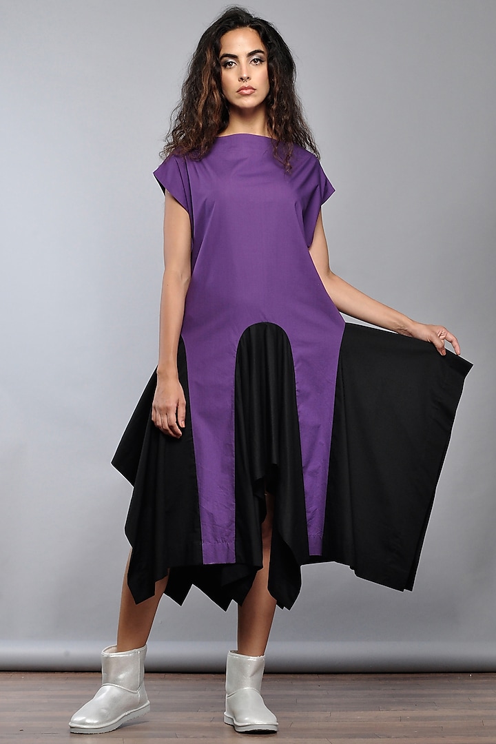 Violet Cotton Peplum Dress by Ritesh Kumar at Pernia's Pop Up Shop