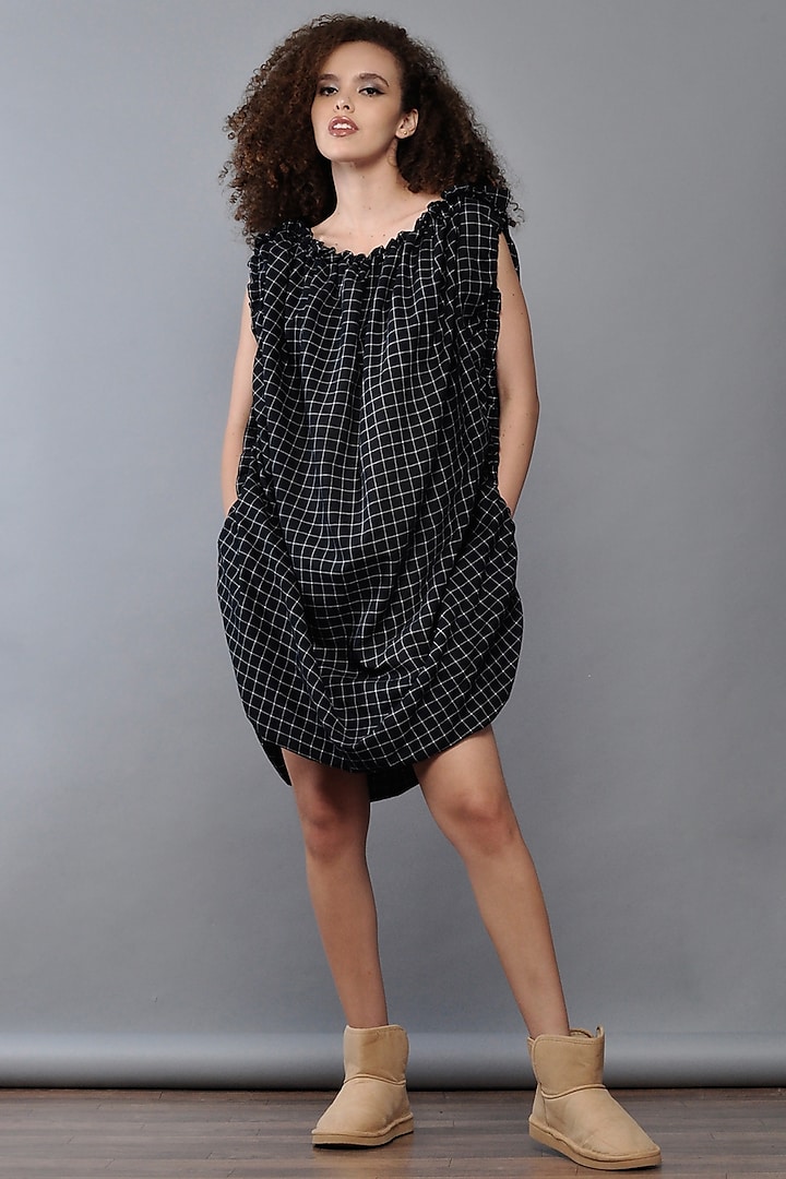 Black Drape Tunic Dress by Ritesh Kumar at Pernia's Pop Up Shop