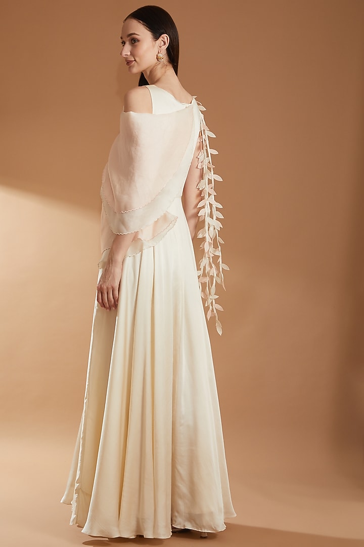 Pink Modal Satin & Organza Ruffled Party Wear Gown by RICHA KHEMKA at Pernia's Pop Up Shop