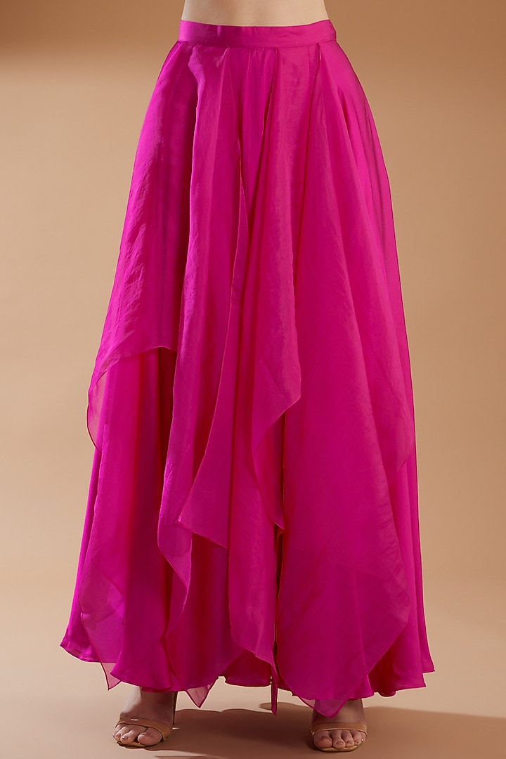 Hot Pink Organza Skirt Set by RICHA KHEMKA at Pernia's Pop Up Shop
