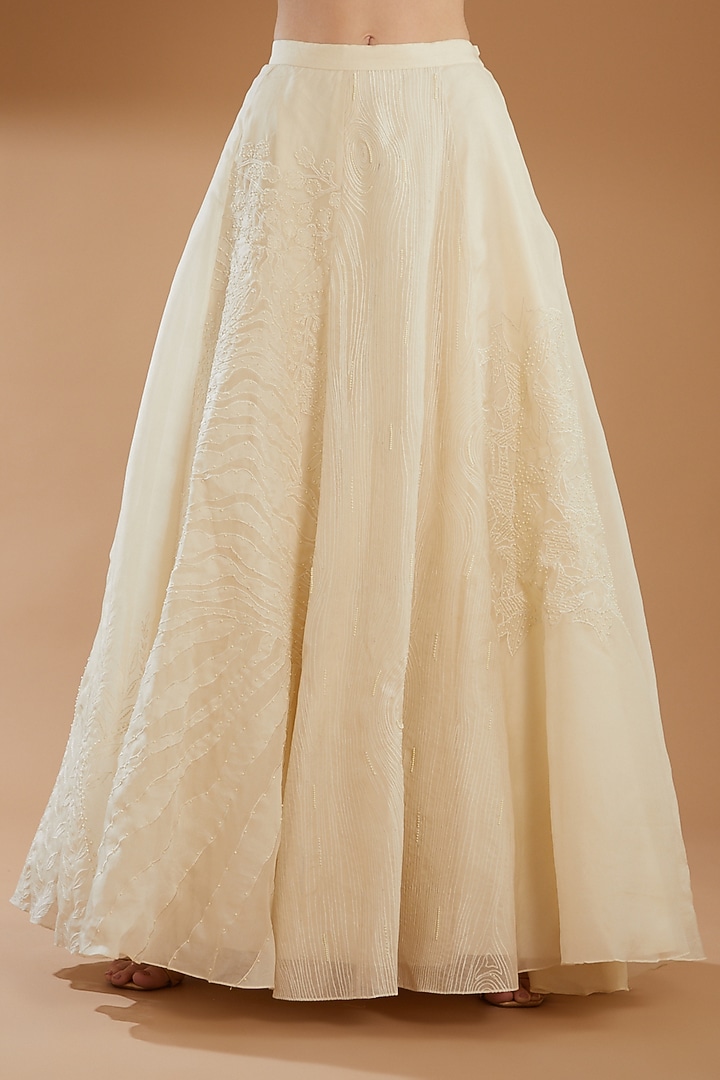 Beige Organza Embroidered Wedding Lehenga Set by RICHA KHEMKA at Pernia's Pop Up Shop