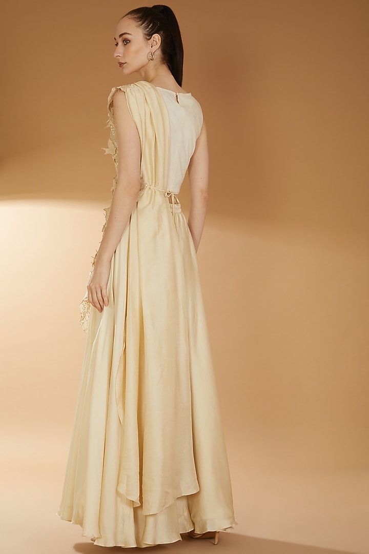 Ivory Organza & Modal Satin Wedding Sharara Pants by RICHA KHEMKA at Pernia's Pop Up Shop