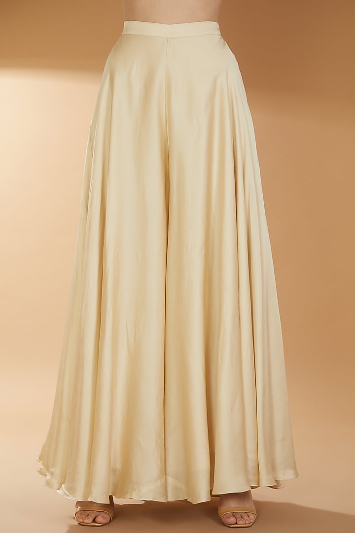 Ivory Organza & Modal Satin Wedding Sharara Pants by RICHA KHEMKA at Pernia's Pop Up Shop