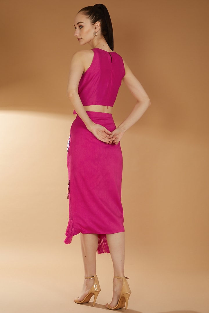 Hot Pink Bamberg Silk & Taffeta Skirt Set by RICHA KHEMKA at Pernia's Pop Up Shop