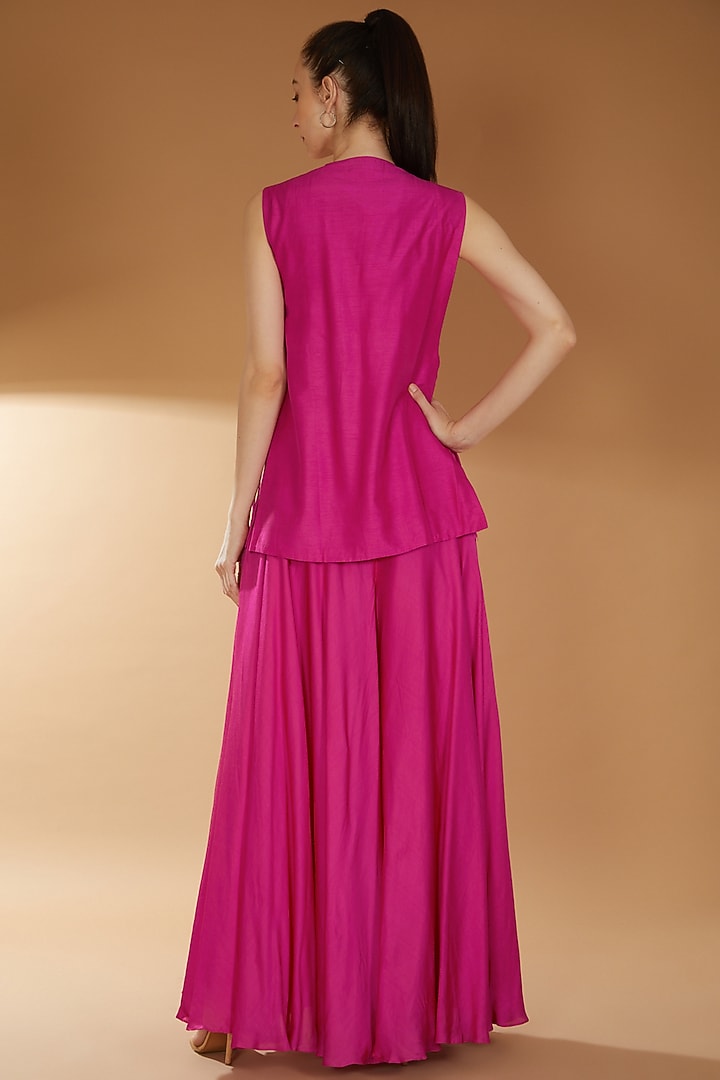 Hot Pink Organza & Bamberg Silk Wedding Sharara Set by RICHA KHEMKA at Pernia's Pop Up Shop