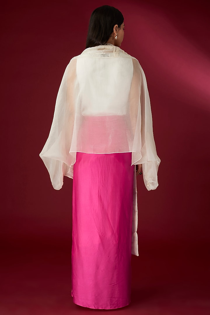 Hot Pink Modal Satin Wrap-Around Skirt Set by Richa Khemka at Pernia's Pop Up Shop