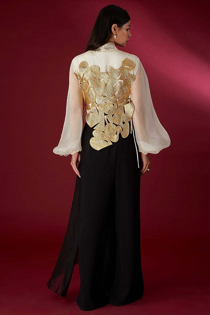 Black Modal Satin Pant Set by Richa Khemka at Pernia's Pop Up Shop