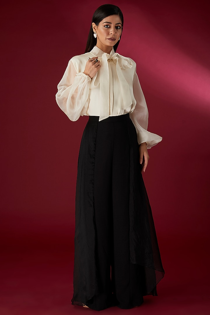 Black Modal Satin Pant Set by Richa Khemka at Pernia's Pop Up Shop