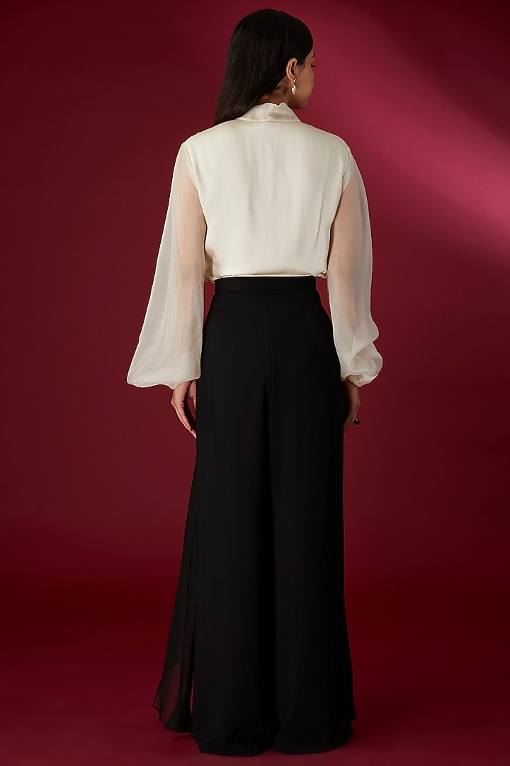 Black Modal Satin Pant Set by Richa Khemka at Pernia's Pop Up Shop
