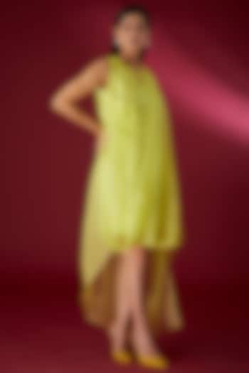 Lime Green Organza Dress by Richa Khemka at Pernia's Pop Up Shop