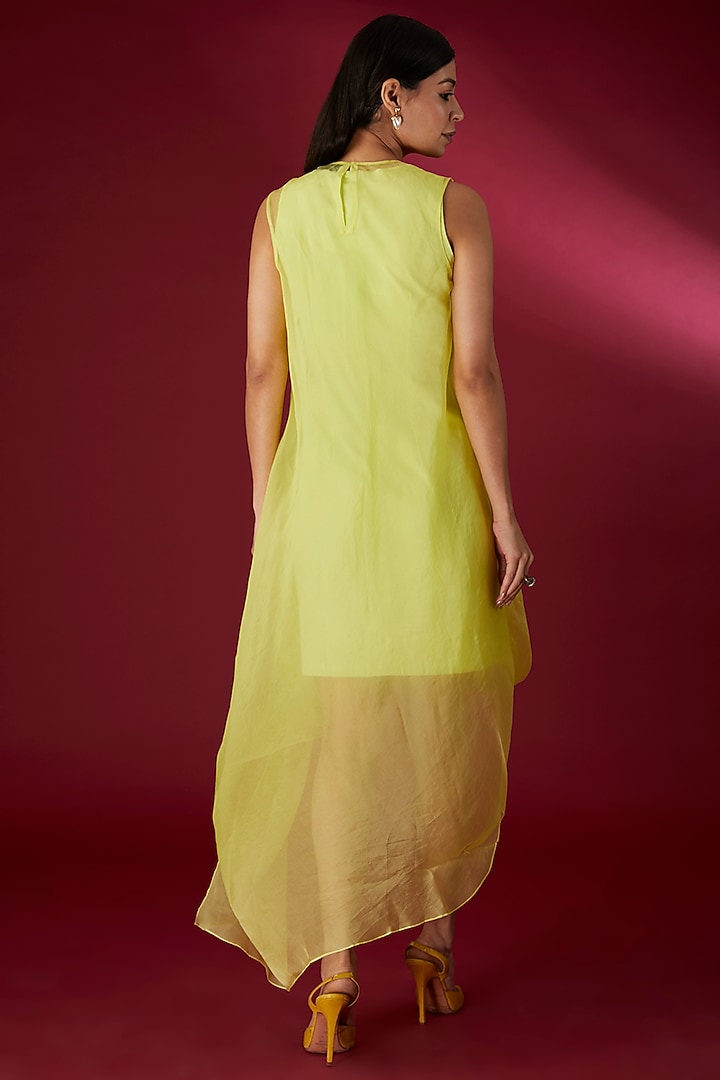 Lime Green Organza Dress by Richa Khemka at Pernia's Pop Up Shop 2026